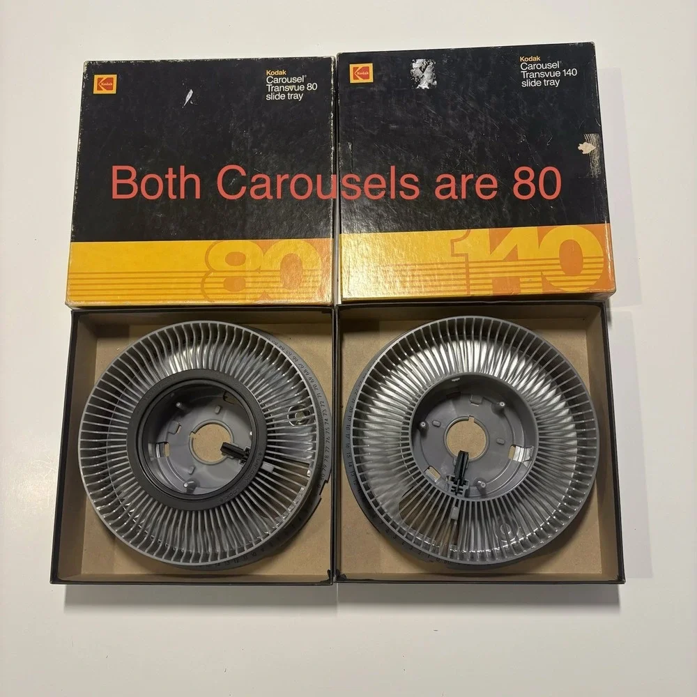 2-Eastman Kodak Carousel Transvue 80 slide tray B80T CAT 104 6093 Vintage 1983